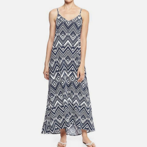 GAP Factory Dresses & Skirts - Gap Factory Hi-Low Maxi Dress 100% Rayon Navy Geo Print Size XL
